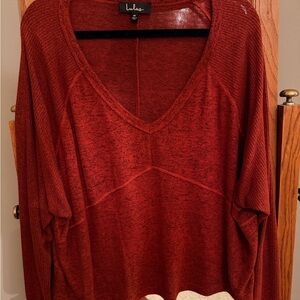 Lulu's Women's Deep Rust Long Sleeve Top
